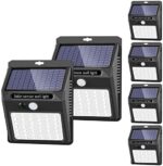 SEZAC Solar Lights Outdoor [42 LED/3 Working Mode], Solar Security Lights Solar Motion Sensor Lights Wireless IP 65 Waterproof Outdoor Lights for Garden Fence Patio Garage (6 Pack)