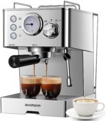SHARDOR Espresso Machine,15 Bar Fast Heating Expresso Coffee Machines with Milk Frother, Manual Latte & Cappuccino Maker for Home, 50 Oz Removable Water Tank, 1100W, Stainless Steel