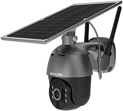 SOLIOM S600 3G/4G LTE Outdoor Solar Powered Cellular Security Camera Wireless,Pan Tilt 360°View Spotlight,1080p Night Vision,2 Way Talk,PIR Motion Sensor,No WiFi,US Version