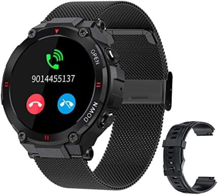 Smart Watch for Men, Ip67 Waterproof Smartwatch with Bluetooth Speaker, Heart Rate Monitor, Blood Pressure Watch, Outdoor Tactical Watch with Text and Call, Compatible with iPhone Samsung Android