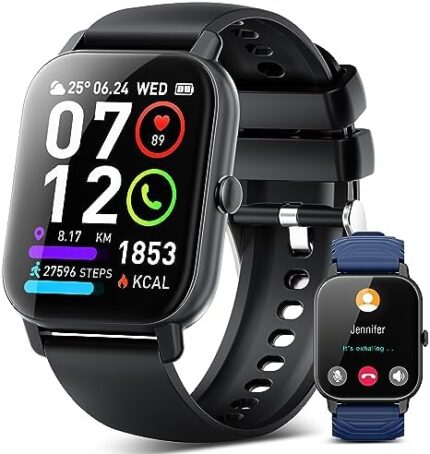 Smart Watch for Men Women Answer/Make Calls, 1.85” HD Fitness Tracker Watch, 112 Sports Modes Activity Tracker Smartwatch, Heart Rate Monitor, Pedometer, IP68 Waterproof Fitness Watch for Android iOS