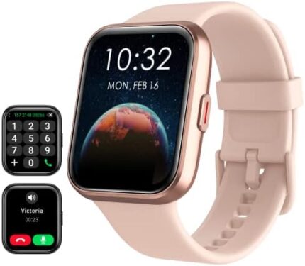 Smart Watch for Men Women(Call Receive/Dial), Alexa Built-in, 1.7" Touch Screen Fitness Tracker with Heart Rate Sleep Tracking, 60 Sports Modes, 5ATM Waterproof Smartwatch for Android iPhone, Pink