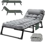 Soliles Portable Folding Camping Cot, Adjustable 4-Position Adults Reclining Chairs with Mattress,Outdoor Patio Folding Lounge Chair Sleeping Cots Bed, Perfect for Camping, Pool, Beach, Patio