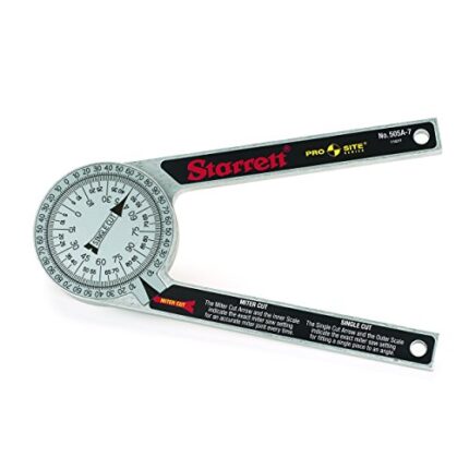 Starrett ProSite Miter Protractor Angle Finder with Two Laser Engraved Scales - Ideal for Carpenters, Plumbers, and DIY Home Improvement - 7" Narrow Aluminum - 505A-7