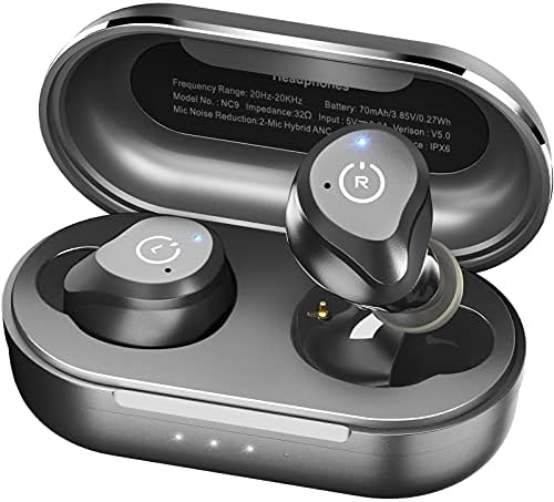 TOZO NC9 Hybrid Active Noise Cancelling Wireless Earbuds, in Ear TOZO NC9 Hybrid Active Noise Cancelling Wireless Earbuds, in Ear Headphones IPX6 Waterproof Bluetooth 5.3 Stereo Earphones, Immersive Sound Premium Deep Bass Headset Matte Black