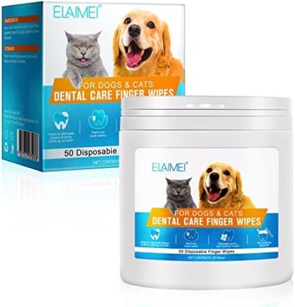Teeth Cleaning Finger Wipes for Dogs, 50Pcs Dog Dental Care Wipes for Cats & Dogs, Pet Oral Cleansing Presoaked Teeth Wipes - No Brushing Fingers Wet Wipes for Freshen Breath, Reduce Plaque & Tartar