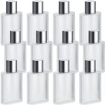 Tessco 12 Pcs Frosted Glass Spray Bottles Perfume Atomizer Refillable Spray Empty Perfume Bottles Fine Mist Cosmetic Container for Travel, Silver (100ml)