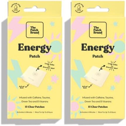 The Patch Brand Energy Patches | Supports Energy with Caffeine and B5 and B3 | All Natural Vitamins & Mineral Patch Plant Based and Cruelty Free Water Resistant Patches That Last All Day