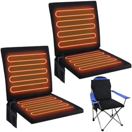 Thyle 2 Pcs Portable Heated Seat Cushion Foldable Heating Cushion 3 Mode Adjustable Heated Chair Pad Stadium Chair Heated Stadium Seat for Indoor, Outdoor, Sports, Camping (Power Bank Not Included)