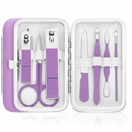 Travel Maniucre Set Women Nail Clipper Set Nail Kits Manicure Kit Finger Toe Nail Clippers Travel Personal Care Set with Portable Case Nail Grooming Kit Gifts for Women Wife Girls Girlfriend Parents