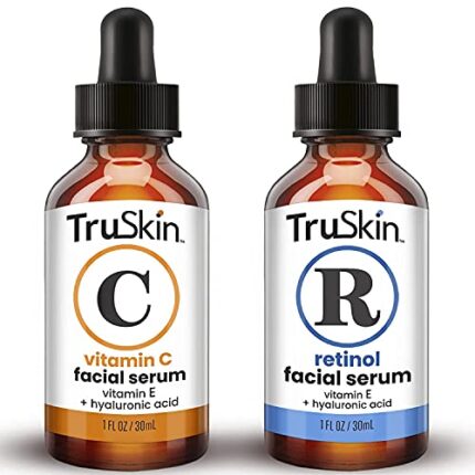 TruSkin Face Serum Duo – Retinol Serum for Face & Vitamin C Serum – Anti Aging Skin Care Set for Women – Skin Care for Bright, Smooth, & Firm Skin – 1 fl oz, 2 Bottles