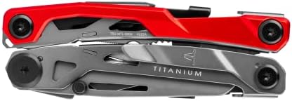 True Utility TI Locking Pocket Multi-Tool, 8-in-1 Tool kit, Titanium Nitride Frame, All-in-One EDC Asset for Camping, Hunting, Fishing, and Hiking, Silver/Red, One Size