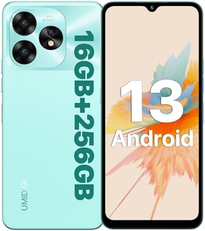 UMIDIGI A15 Cell Phones (16G+256G), Android 13 Mobile Phone, 64MP Main Camera Octa Core Smartphone Unlocked 6.7” HD+ Full-View Waterdrop Screen, 5000mAh Battery 20W Fast Charging, 4G Dual SIM, GPS/NFC