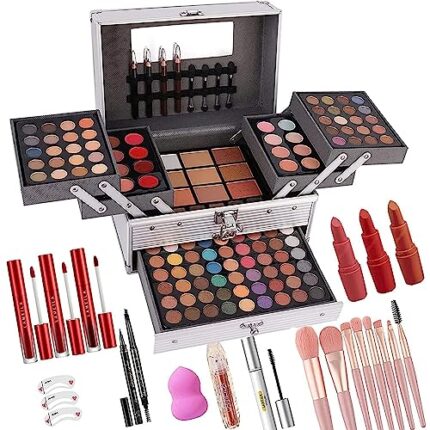 UNIFULL 132 Color All- In- One Makeup For Women Full Kit,Professional Makeup Gift Set for Women &Girls,Include eyeshadow/lipstick/concealer/Lip Gloss/Eyeliner/Mascara/Brushes (006N2-Silver）
