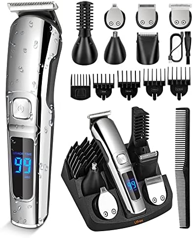 Ufree Beard Trimmer for Men, Waterproof Electric Razor Nose Hair Trimmer, Cordless Hair Clippers Shavers for Men, Mustache Body Face Beard Grooming Kit, Gifts for Men Husband Father