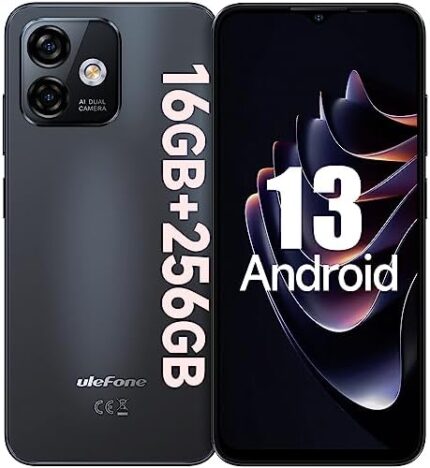 Ulefone Note 16 Pro Mobile Phones (16GB+256GB) Android 13 50MP Camera Octa Core Smartphone Unlocked 6.52” Waterdrop Screen, 4400mAh 4G Dual SIM Fingerprint Face ID GPS OTG, Globla Version- Black
