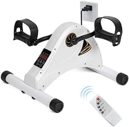 Under Desk Bike Pedal Exerciser, Quiet Motorized Mini Exercise Bike for Arm Leg Recovery, Physical Therapy, Smooth Electric Foot Desk Cycle with 6 Level Speed Adjustment & Non-Slip Mat