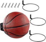 V-HOME 6 inch Ball Holder Wall Mount, for Basketball Football Volleyball, Ball Holder Display, Ball Storage for Garage, Ring Planter Pot Holder Wall Mounted, Set of 3, Black