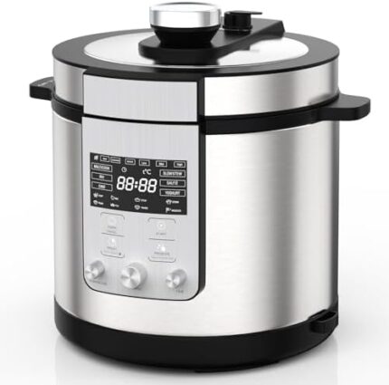 VBGK Pressure Cooker 6.3 Quart, 14-in-1 Electric Pressure Cooker, Knob & Touch Screen Multifunctional Slow Cooker,Sauté,Steamer, Stainless Steel, Keep Warmer, 24H Pre-Set Timer, Autoc Pressure Release