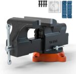 VEVOR Bench Vise, 6-inch Jaw Width 5.9-inch Jaw Opening, 360-Degree Swivel Locking Base Multipurpose Vise w/Anvil, Heavy Duty Ductile Iron Workbench Vise w/Bolts & Nuts, for Drilling, Pipe Cutting