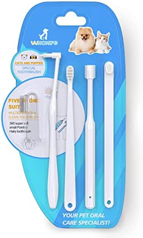 VVHOMIFE Cat Toothbrush Kit, Dog Toothbrush Kit, Suitable for All Cats and Dogs Dental Care. White, Soft Bristles, Meet All Cleaning Needs, Multi-Functional Dental Cleaning (S)