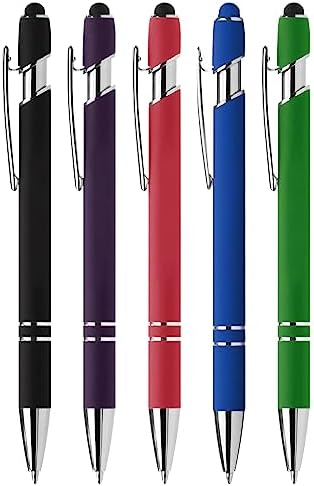 Vebermo Personalized Pens with Stylus Tip - Premium Quality Custom Engraved Metal Pen, Smooth Writing Instrument for Business and Gifts (Multicolor)