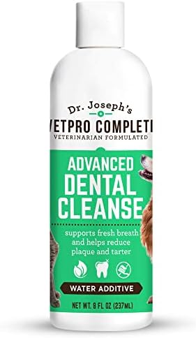 VetPro Complete Dr. Joseph’s Advanced Dental Cleanse, Cat and Dog Breath Freshener Water Additive for Dental Care, Fights Dog Bad Breath, Cat and Dog Teeth Cleaning, Plaque and Tartar Remover - 8 oz.