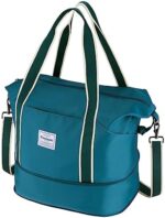 WALNEW Travel Duffel Bag, Weekender Overnight Carry On Bag for Women Men, Foldable Waterproof Gym Luggage Duffle Bag with Metal Buckle Detachable Shoulder Strap and Wet Compartment (Peacock Blue)