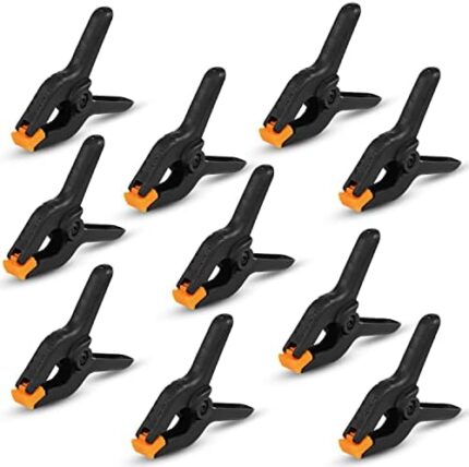 WOCTEC 3.5 Inches Small Spring Clamps, Pack of 10 Heavy Duty Plastic Clamps for Crafts and Woodworking- Backdrop Clips Clamps for Photography and Home Improvement