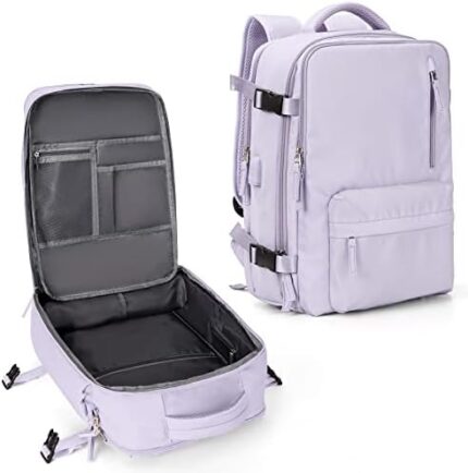 WONHOX Large Travel Backpack Women, Carry On Backpack,Hiking Laptop Backpack Waterproof Outdoor Sports Rucksack Casual Daypack (Purple)