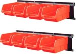Wallmaster 8-Bin Storage Bins Garage Rack System 2-Tier Orange Tool Organizers Cube Baskets Wall Mount Organizations