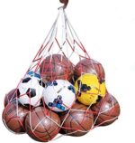 Wendy Mall White Red Basketball Storage Bag Football Soccer Sports Ball Mesh Net Nylon Bag Large Size Ball Carry Bag