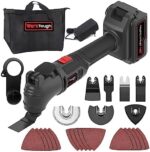Werktough 20v Cordless Oscillating Tool Kit 26pcs Maxi Multi Tools for Cutting Sanding Scraping Quick Release Blade including Li-ion Battery with 1 Hour Fast Charger