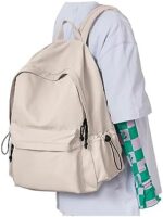 White Backpack for Women Men, Waterproof High School Bookbag,Lightweight Casual Travel Daypack,Classic Basic College Backpack,Middle School Bag for Teen Girls Boys