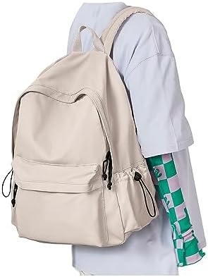 White Backpack for Women Men, Waterproof High School Bookbag,Lightweight Casual Travel Daypack,Classic Basic College Backpack,Middle School Bag for Teen Girls Boys