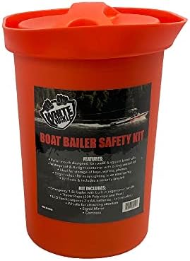 White Knuckle Marine Safety Kit - 1.5L Emergency Bailer, Throw Rope (50ft), LED Torch, Signal Mirror, Compass
