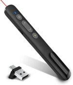 Wireless Presentation Clicker, LINGHUFOX 2-in-1 USB-C/A Presentation Pointer for PowerPoint Slide Advancer, Long Range Control Remote Clicker for Mac, Laptop, Computer, Office