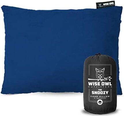 Wise Owl Outfitters Memory Foam Pillow - Travel Pillow, Camping and Travel Accessories - Compressible Camping Pillow - Blue, Small (Pack of 1)