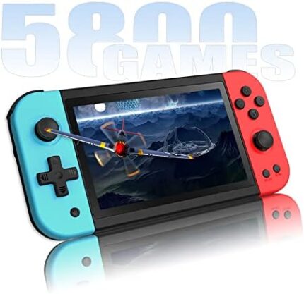 X51 Handheld Game Console 5.0 inch Pro Retro Games Consoles Classic Video Games Built-in Preinstalled Rechargeable Battery Portable Style Gaming Consoles 64GB Blue Red