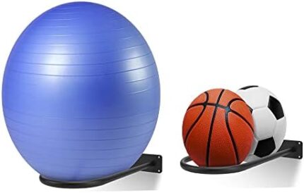 XIAO PEI Medicine Ball RackWall Mounted Large Stability Ball Storage Rack Basketball Ball RackExercise Ball Equipment Organizer (2 Black)