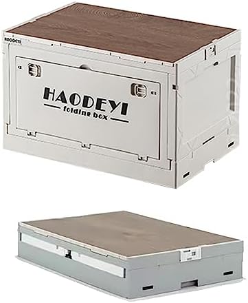 YEEON Folding Outdoor Camping Storage Box with Pull Rod, Folding Car Storage Box, Storage Compartment, Small table.
