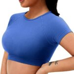 YEOREO Amplify Women's Seamless Short Sleeve Crop Top Workout Gym Yoga Tops for Women Athletic Shirts Tee