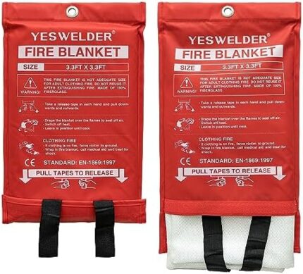 YESWELDER Fire Blanket emergency for home and kitchen, fire extinguisher for the House，Fiberglass Fire Flame Retardant Blanket for people，Heat Insulation,2 Pack