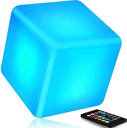 YamPort 4-inch Rechargeable LED Cube Lights, 16 Colors Remote Conctrol Glow Cube with 7 Level Dimming & 4 Lighting Patterns, LED Fun Night Light Mood Lamp for Stunning Decor & Mesmerizing Ambiance