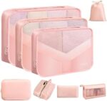 Yorelolo Packing Cubes for Suitcases, 8 Set Packing Cubes for Travel Accessories, Luggage Packing Organizers, Suitcase Organizer Bags With Clean Clothes and Dirty Clothes Separate (Pink)
