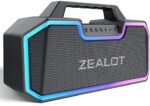 ZEALOT 80W Speakers Bluetooth Wireless with Dual Paring,IPX7 Waterproof Speaker with 14,400MAh Big Battery,50H Playtime,Stereo,Party, Beach Portable Speaker,Black