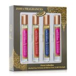 Zoha Perfume Gift Set for Women & Men | Floral Perfumes Collection | Alcohol Free & Essential Oil Based | Long Lasting & Vegan Fragrance Four Roll On 9 ml/0.30 Oz Each