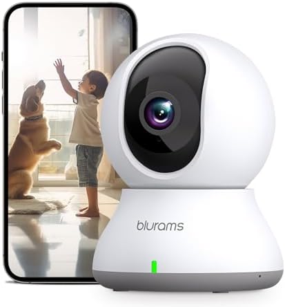 blurams Security Camera, 2K Indoor Camera 360° Pet Camera for Home Security w/Motion Tracking, Phone App, 2-Way Audio, IR Night Vision, Siren, Works with Alexa & Google Assistant(2.4GHz ONLY)