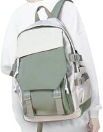 coowoz School Bag Lightweight Casual Daypack College Laptop Backpack for Men Women Water Resistant Travel Rucksack for Sports High School Middle Bookbag for girls Gray Green white