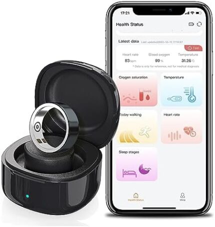 eTTgear Smart Health Ring Fitness Tracker Smart Ring for 24/7 Heart Rate Monitor, Sleep, Blood Oxygen, Body Temperature, Pedometer with APP, Portable Charging Case for Women & Men (Updated)